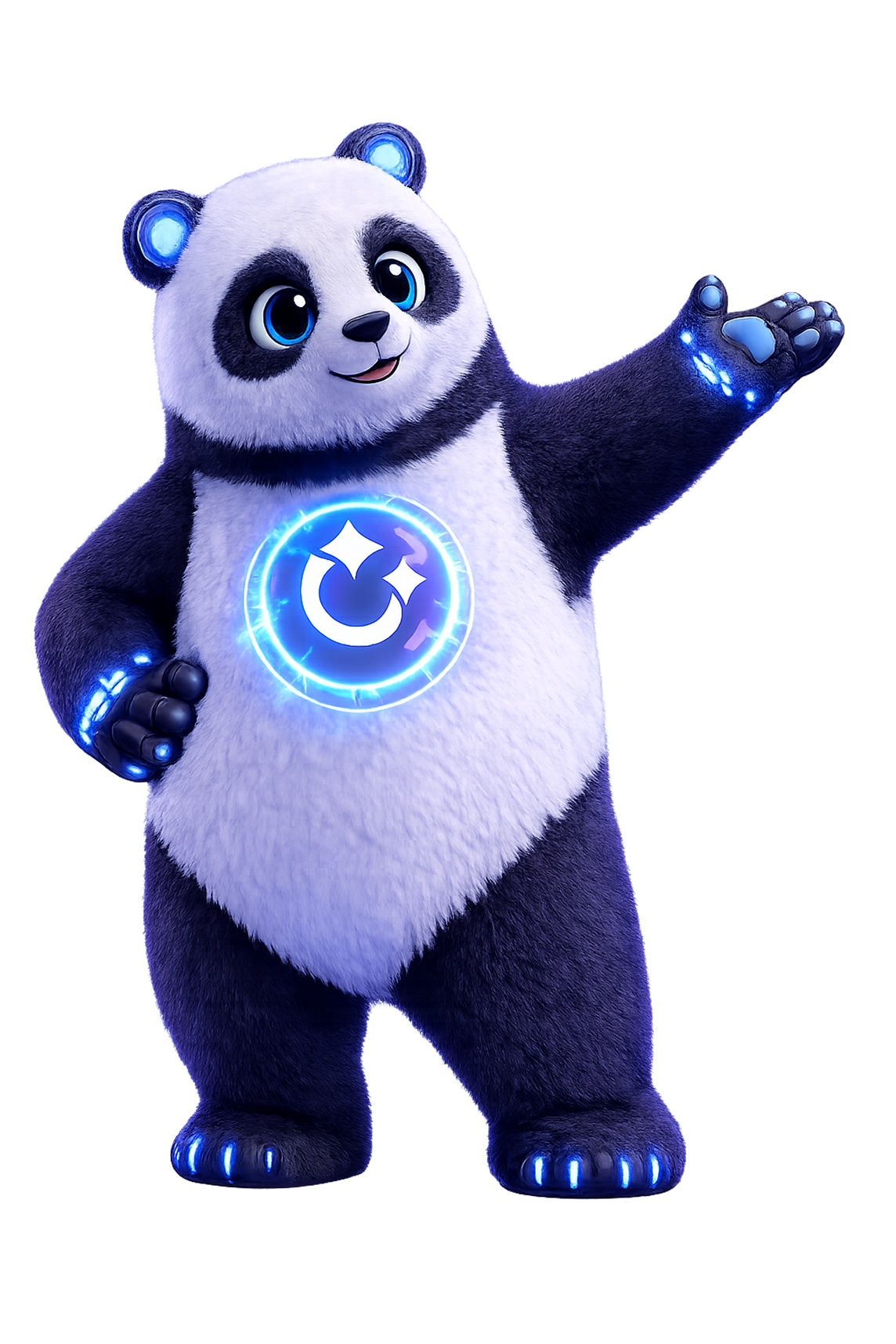 Agentia, the Copado panda mascot, presenting