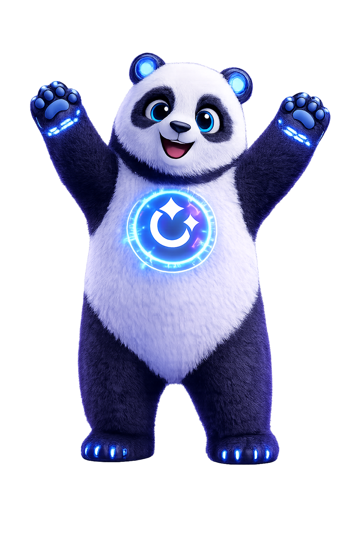 Agentia, the Copado panda mascot, celebrating